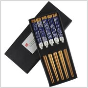 5 pairs of Tablewares of <em>Bamboo</em> chopsticks decorated with blue flowers